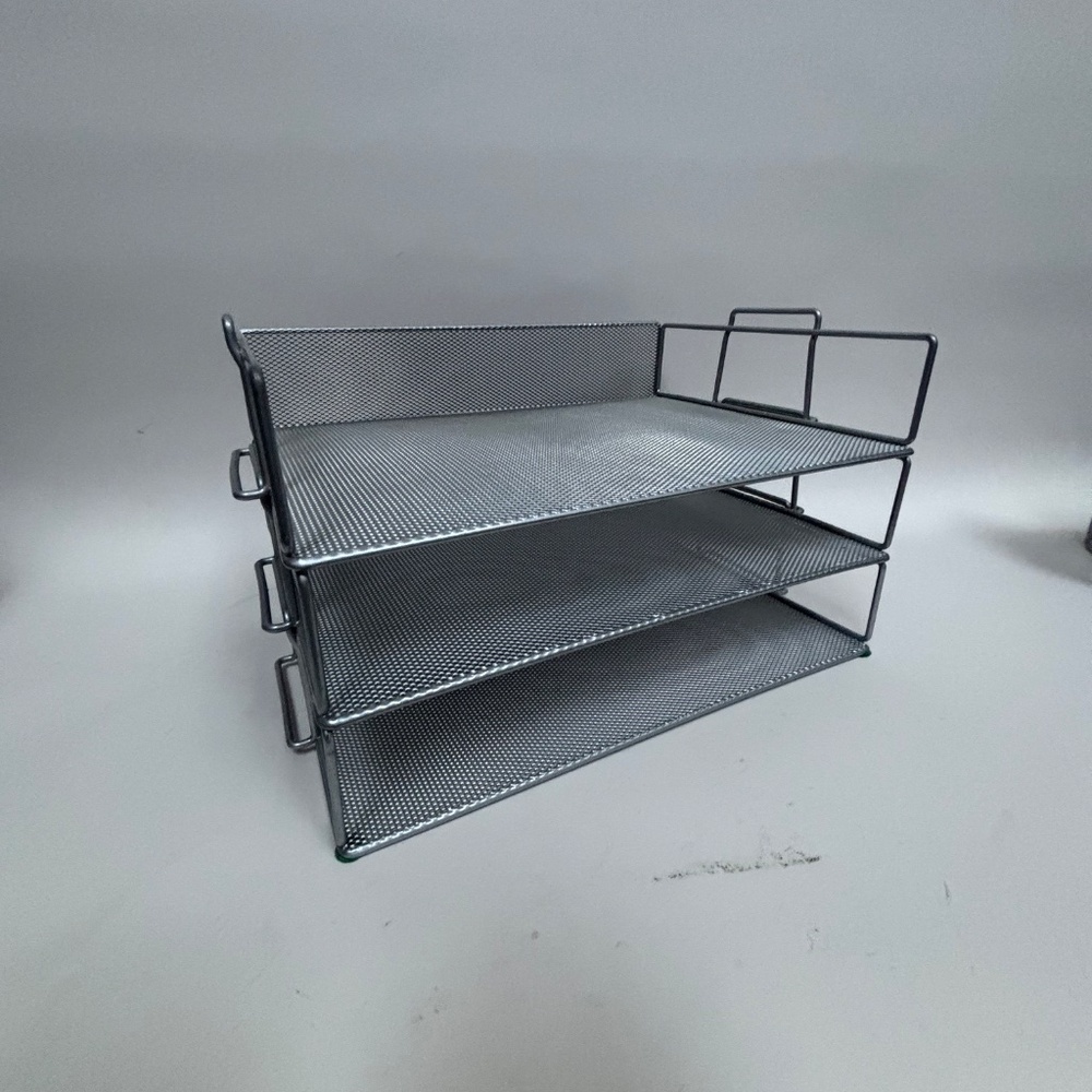 Silver Mesh Desk Storage Containers - Picture 3 of 11
